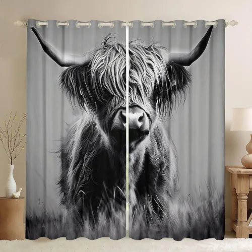 Vista 43 de Feelyou Cortinas opacas con estampado de leopardo para dormitorio, sala de estar, safari, cortinas de oscurecimiento de habitación con purpurina