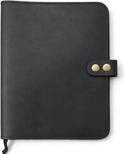 Vista 5 de Funda de cuero rústico para cuaderno de esteno en espiral de 6 x 9 pulgadas, cubierta Cahier recargable hecha a mano, organizador de cuero