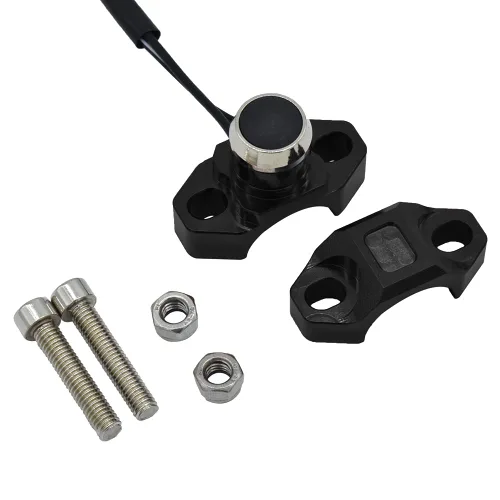 Vista 3 de CNC Aluminio 7/8 "Manillar de motocicleta Control cuerno arranque interruptor botón acción momentánea con dos conectores bala negro
