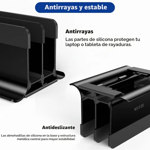 Vista 5 de BESIGN LS13 Soporte Vertical para Laptop para Escritorio, Soporte de Escritorio 4 en 1 para Laptops, Tabletas, Teléfonos Inteligentes