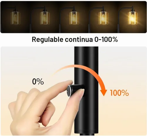 Vista 2 de Lámpara de pie regulable BoostArea, lámpara de pie con pantalla de vidrio, bombilla LED de 6 W incluida, lámpara de pie moderna, lámpara LED