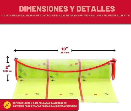 Vista 4 de Catchmaster Trampa Adhesiva Gigante para Moscas 1 Paquete 9 Metros Cada Una, Trampas Adhesivas para Moscas al Aire Libre, Atrapador de Insectos