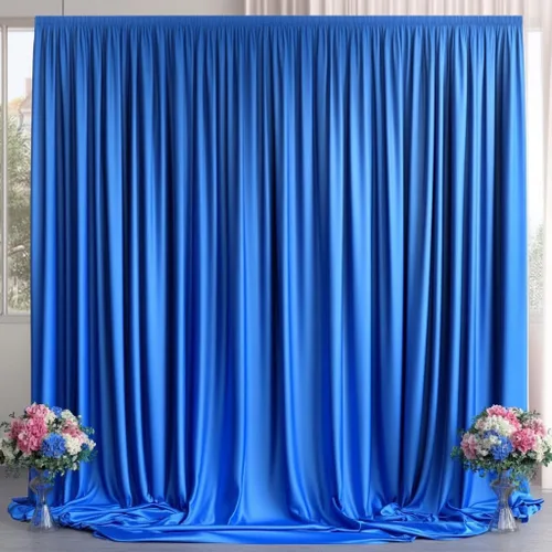 Vista 96 de Cortina de telón de fondo azul bebé de 10 x 8 pies sin arrugas para fiestas, cortinas de fondo de fotos de poliéster azul claro para cumpleaños