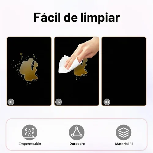 Vista 5 de Childom Paquete de 3 manteles de plástico para mesas rectangulares de 54 x 108 pulgadas, manteles desechables negros para mesas de 6 a 8 pies