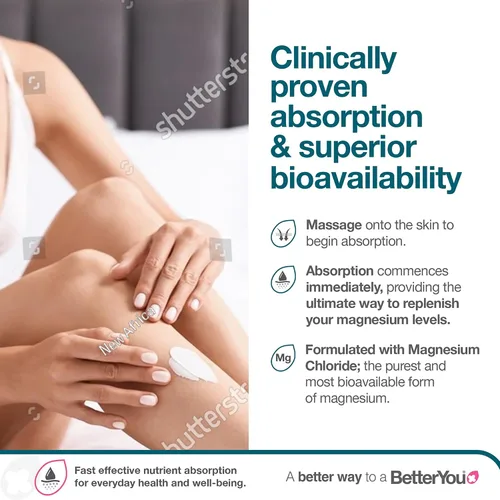 Vista 5 de BetterYou Loción corporal de magnesio - Crema corporal con magnesio y manteca de karité - Suaviza la piel, relaja los músculos - Nutritiva y ligera