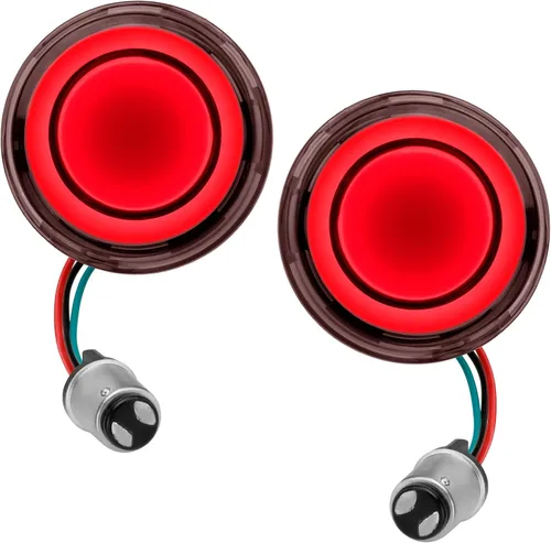 Vista 8 de Luz de señal de giro LED 1156 para motocicleta delantera y trasera de 2 pulgadas tipo bala con lente ahumada, compatible con Harley Softail Touring