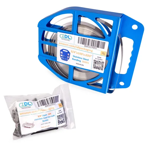 Vista 9 de IDL Packaging Kit de bandas de acero inoxidable 201 de 1/2 pulgada, herramienta de bandas de alta resistencia + bobina de bandas de acero inoxidable