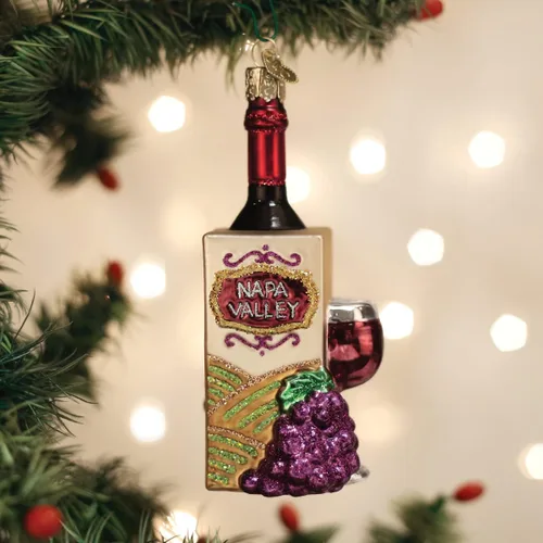 Vista 5 de Old World Christmas Napa Valley - Adorno de vidrio soplado para árbol de Navidad, decoración navideña hecha a mano, colección de bebidas para adultos