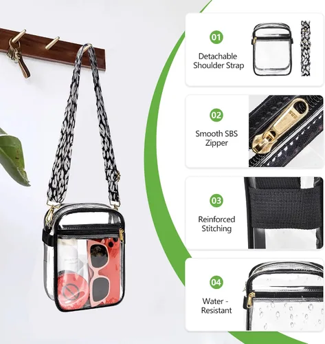 Vista 6 de MAY TREE Clear Bag for Stadium Events, 8.5x6.8x3 Inches Stadium Approved