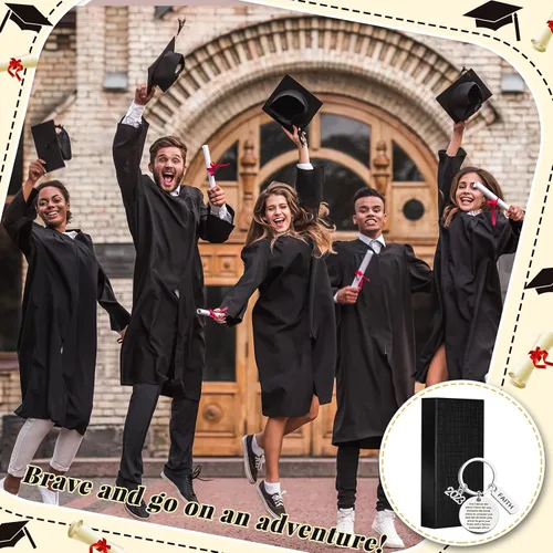 Vista 7 de Llavero inspirador de graduación 2023, regalos de graduación para estudiantes, llavero de clase universitaria de 2023 con cajas de regalo