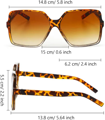 Vista 2 de 2 pares de gafas de sol cuadradas de gran tamaño, grandes y anchas, retro, para mujer