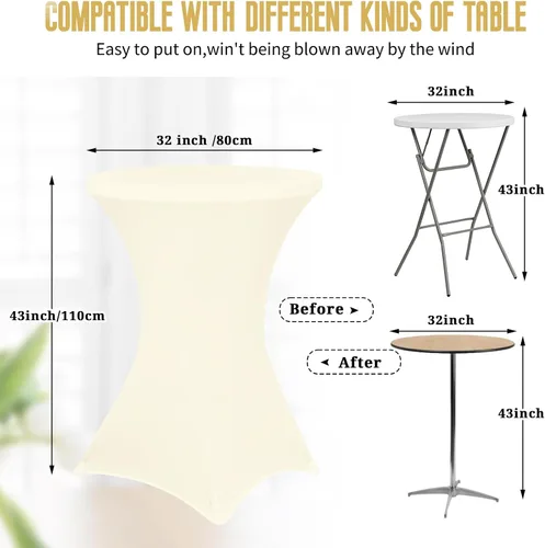 Vista 3 de Pesonlook Paquete de 6 manteles de elastano para cóctel, color beige, 32 x 43 pulgadas
