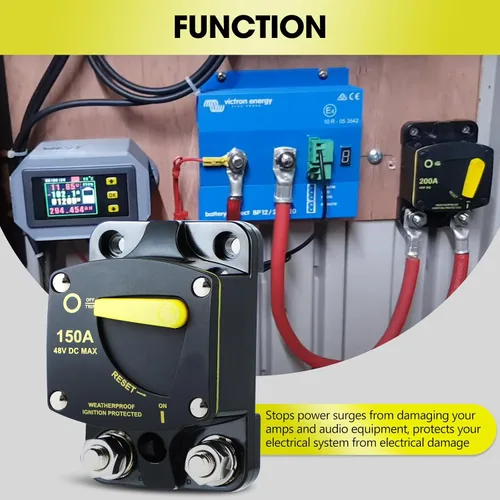 Vista 7 de Erayco Disyuntor de 50 amperios de 12 V a 48 V CC para motor de arrastre de barcos, vehículos de remolque de ATV marinos, audio estéreo, batería