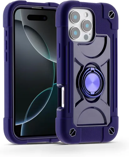 Vista 111 de MARKILL Funda compatible con iPhone 14 Pro de 6.1 pulgadas con soporte de anillo integrado, protección contra caídas de grado militar, carcasa Palta