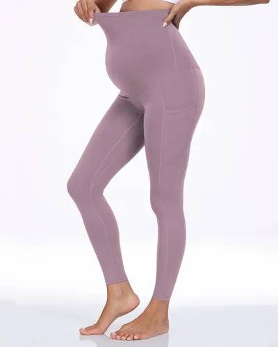 Vista 51 de WHOUARE Leggings de maternidad sobre el vientre con bolsillos para mujer, cintura alta, entrenamiento, pantalones de yoga