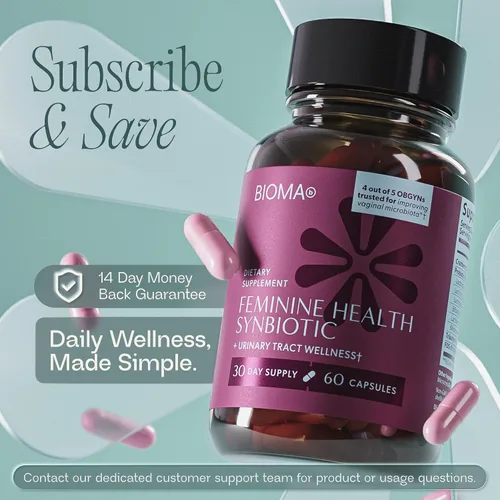 Vista 8 de BIOMA Feminine Health Synbiotic - Suplemento de salud femenina para pH vaginal saludable, tracto urinario y apoyo digestivo - con probióticos