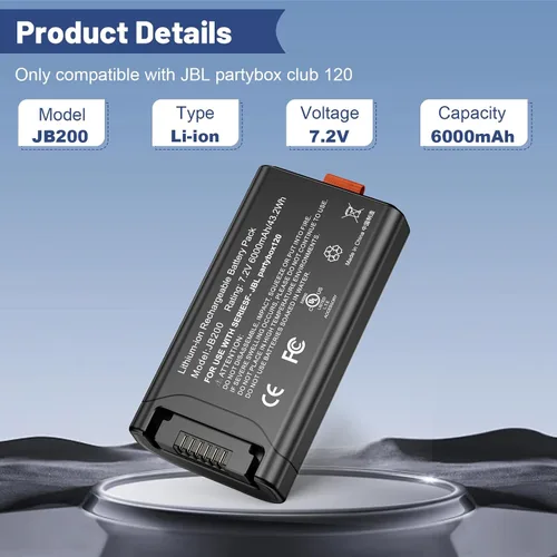 Vista 3 de Fancy Buying Batería recargable de 6000 mAh compatible con JBL PartyBox Club 120 y JBL Battery 200 Altavoz portátil Reemplazo perfecto para JBL