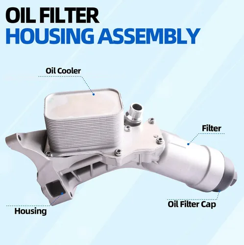 Vista 3 de MITZONE Conjunto de carcasa de filtro de enfriador de aceite de aluminio compatible con BMW 230i 330e 330i 330i 330i GT xDrive 430i 530i 530e 530i