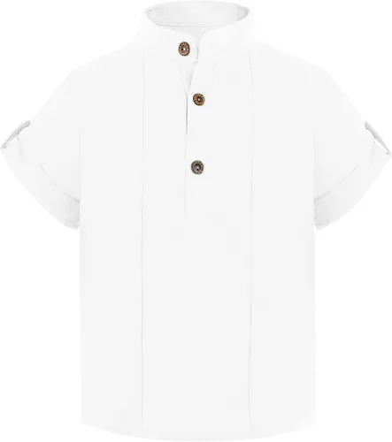 Vista 4 de Camisa Henley de manga corta con botones para niños pequeños