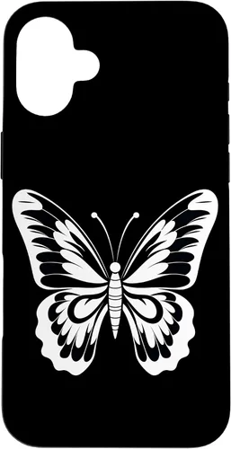 Vista 22 de Funda gráfica de mariposa blanca y negra para iPhone 16