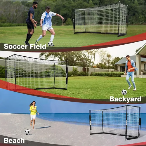 Vista 6 de Portería de fútbol portátil, red desmontable de 12 x 6 pies para patio trasero, equipo de entrenamiento de configuración rápida con 1 bolsa