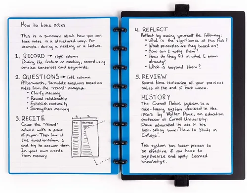 Vista 3 de Modubooq notes, block - Cuaderno inteligente modular reutilizable A5 - 40 páginas azules a rayas con tecnología duratech3 - Cuaderno con sistema