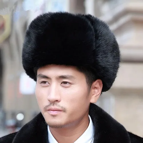 Vista 6 de Sombrero de pescador de piel sintética para hombres y mujeres, sombrero de invierno grueso peludo Ushanka Bomber Cap resistente al viento Ciclismo