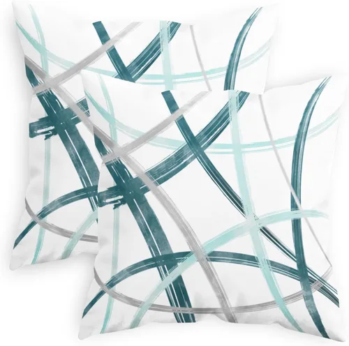 Vista 10 de CaliTime Juego de 2 fundas de almohada decorativas de vellón con líneas geométricas abstractas en forma de arco, para sofá, cama, decoración de casa