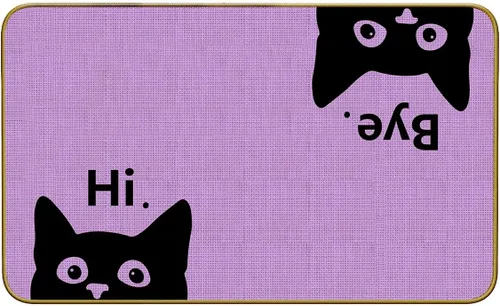 Vista 6 de Mingnei Hi Bye Cat Welcome Felpudo – Tapete para puerta de entrada de cocina en el hogar, divertido tapete negro para amantes de los gatos