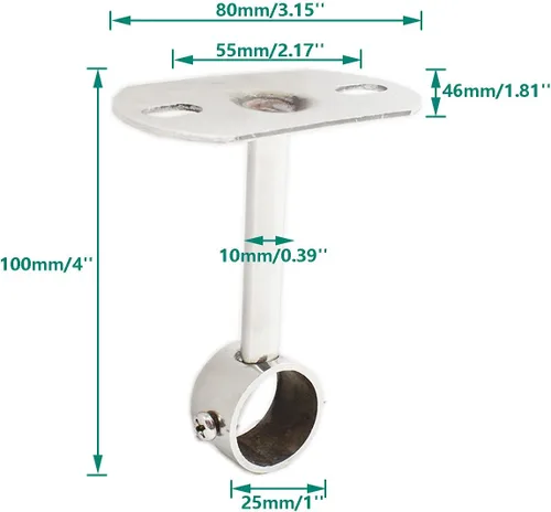 Vista 2 de Paquete de 2 soportes de montaje en techo, soporte de tubo de acero inoxidable para armario, soporte de tubería de techo, cortina de ducha, armario