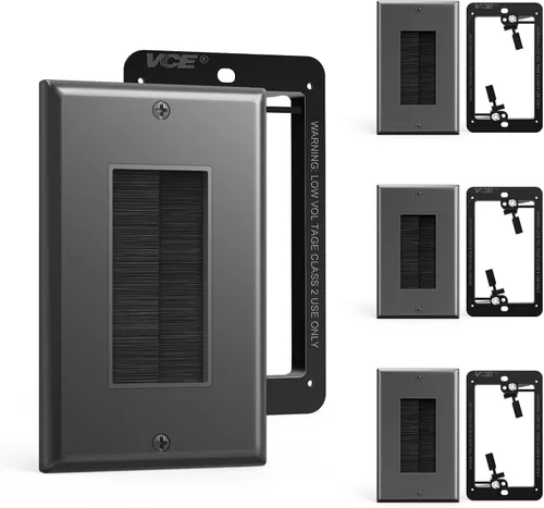 Vista 11 de VCE Placa de pared de cepillo con soporte, inserto de paso de cable, cubierta de pared decorativa de una sola banda para cables de bajo voltaje