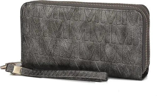 Vista 65 de MKF Collection Mia K - Cartera de pulsera para mujer, pequeña cartera de cuero vegano para tarjetas de crédito con cremallera y bolsillo