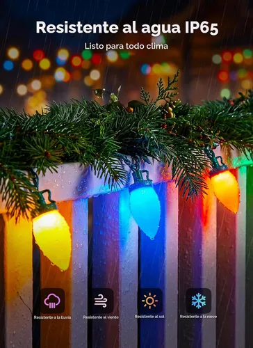 Vista 2 de Luces de Navidad C9 para exteriores, 81 pies, 100 luces LED C9