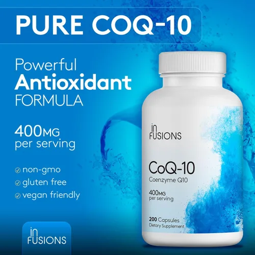Vista 4 de Infusiones Pure Extra Strength CoQ10 400 mg 200 cápsulas de alta absorción sin gluten sin OMG