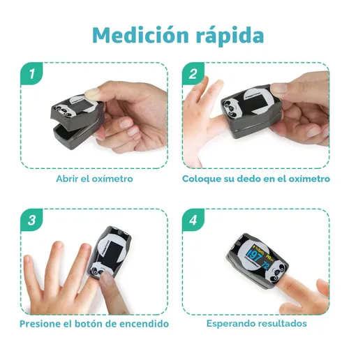 Vista 7 de CHOICEMMED OLED Panda Pulsioxímetro Pediátrico de Dedo – Oxímetro de Pulso SP02 para Niños – Monitor de Saturación de Oxígeno en Sangre para Niños