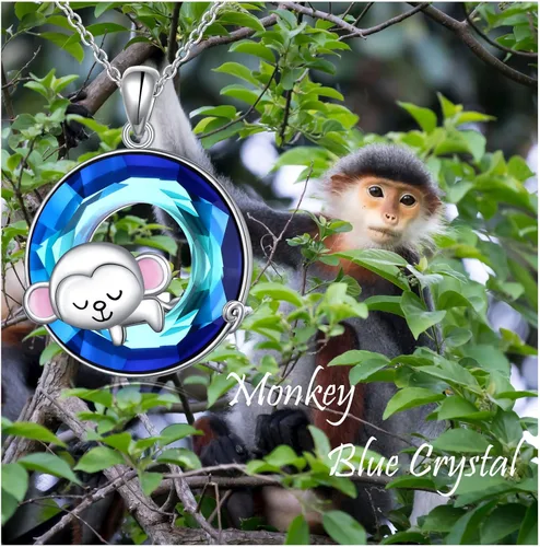 Vista 2 de YinShan SunflowerMonkeyMermaidCompass Necklace Crystal Pendant for Women Girls 925 Sterling Silver Crystal Animal Jewelry Christmas Birthday Gifts