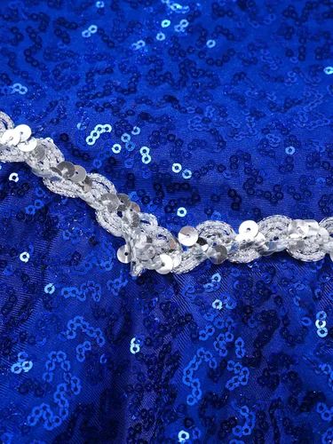 Vista 7 de CHICTRY Disfraz de Majorette sin mangas con lentejuelas brillantes para fiestas de espectáculo, disfraz de Majorette