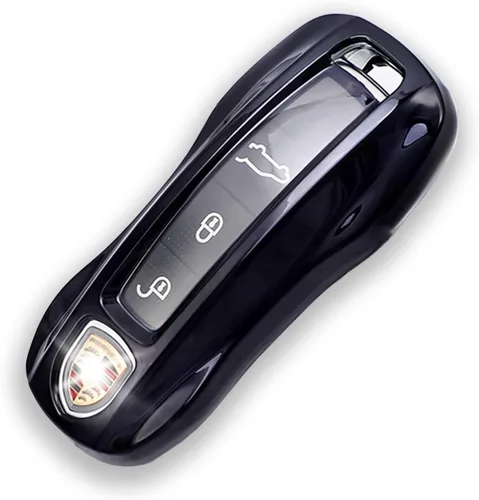 Vista 8 de Funda para llavero Porsche, funda de TPU suave premium compatible con Porsche 911 Cayenne Panamera Macan (patrón celadón) Smart TPU 3/4 Button Key