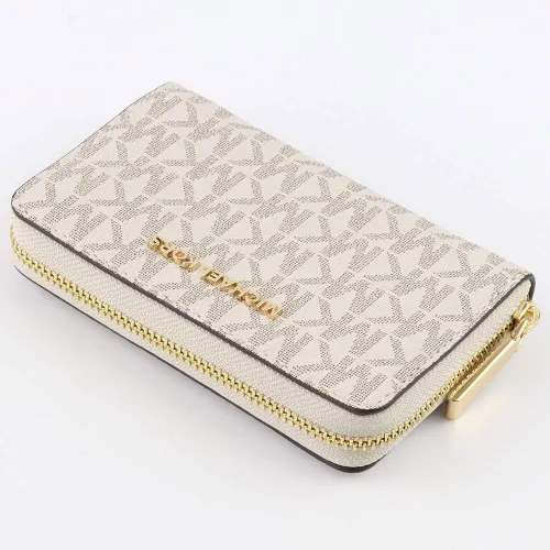 Vista 4 de Michael Kors Jet Set - Funda pequeña con cremallera alrededor de la tarjeta VanillaAcorn