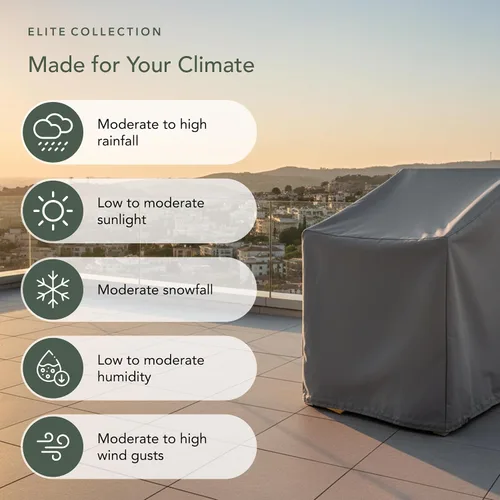 Vista 9 de Covermates Elite - Funda para silla de exterior, protector de silla de patio de poliéster resistente al agua con dobladillo con cordón, correas