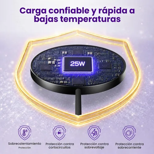 Vista 5 de Cargador inalámbrico MagSafe de 25 W para almohadilla magnética de carga 1Negro