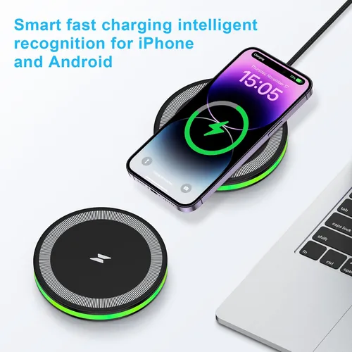 Vista 6 de Cargador inalámbrico Samsung Fast Wireless Charging Pads Teléfono celular Cargadores inalámbricos Cargador inalámbrico para 2 Pack para Android
