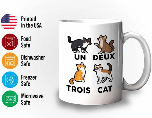 Vista 3 de Bubble Hugs Cat Lovers Taza de café de 11 oz color blanco – un deux trois cat – Propietario de mascotas Gatito Paw Furkids Felidae Persa Maine Coon