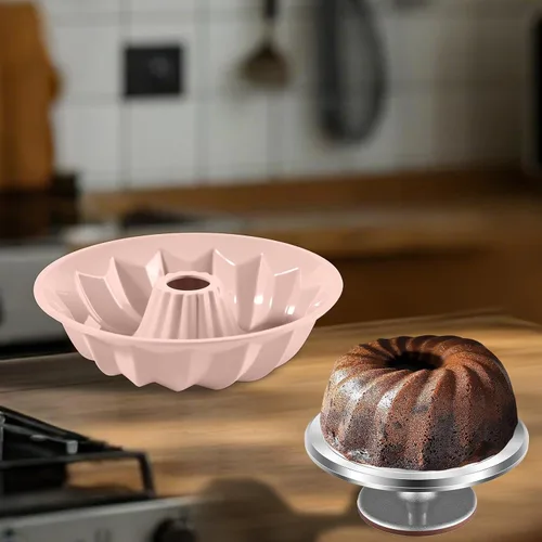 Vista 3 de Molde de Silicona para Pastel con Forma de Flor - Molde Bundt Antiadherente, Molde Flexible Reutilizable para Hornear Pasteles, Cupcakes