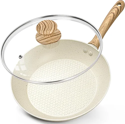 Vista 10 de MICHELANGELO Sartén antiadherente con tapa, sartenes antiadherentes de 8 pulgadas con revestimiento saludable, sartén pequeña con mango que se