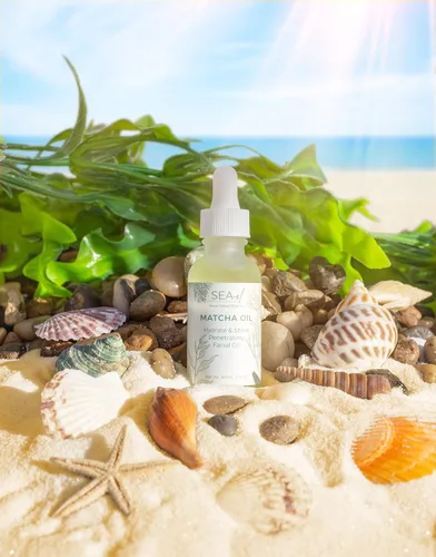 Vista 8 de Sea-El Aceite facial Matcha para el cuidado de la piel, mezcla de aceite facial hidratante de té verde y algas marinas, calmante y profundamente
