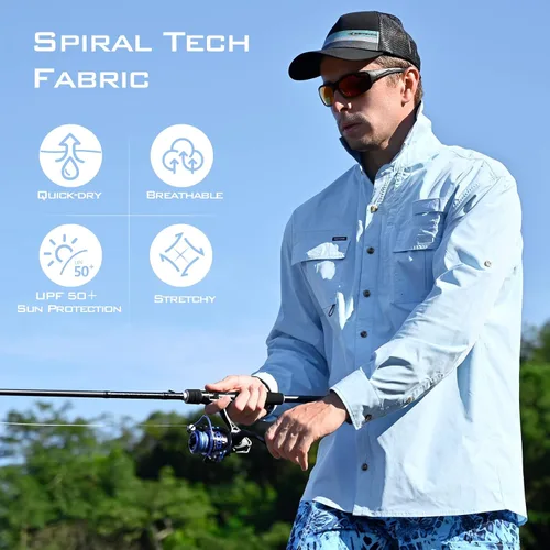Vista 2 de KastKing ReKon Men's Fishing Shirts Smart Design, UPF 50+ Quick-Dry Breathable, Roll-Up Long Sleeve Button-Down Shirts