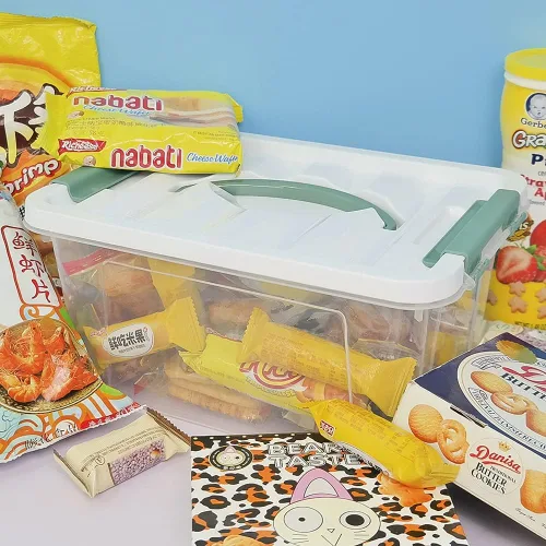 Vista 6 de Kiddream Paquete de 6 contenedores de almacenamiento de plástico transparente con tapas, contenedor de almacenamiento con pestillo