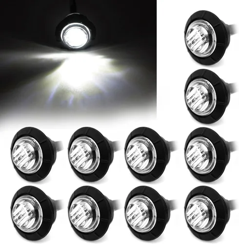 Vista 19 de Luz LED Purishion de 10 x 3/4 pulgadas. Luz redonda para faro delantero y trasero, luz indicadora para camión, coche, remolque, furgoneta, caravana