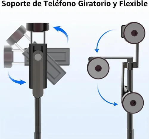 Vista 3 de Selfie Stick - Trípode de aleación de aluminio para selfie stick con soporte de trípode plegable para viajes, rotación de 270 grados, compatible
